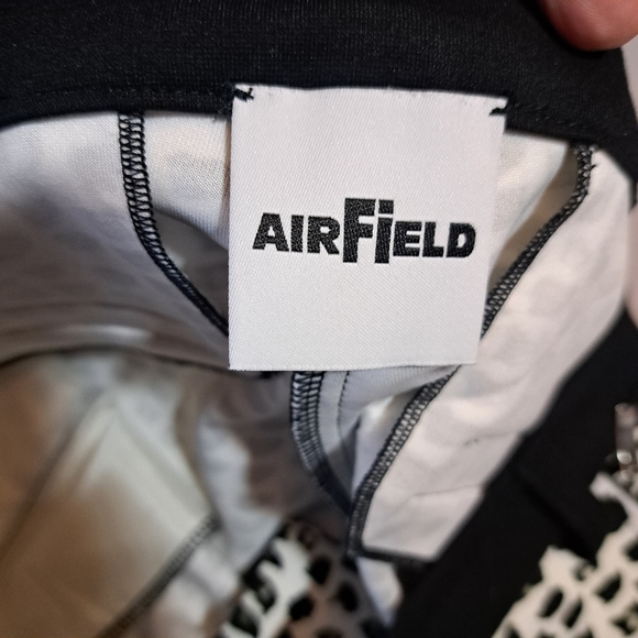 Airfield Black White Abstract Dot Print Split Hem Scuba Knit Pants Size Large - Picture 5 of 6
